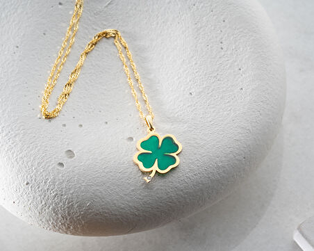 925 ayar özel pırlanta yonca kolye