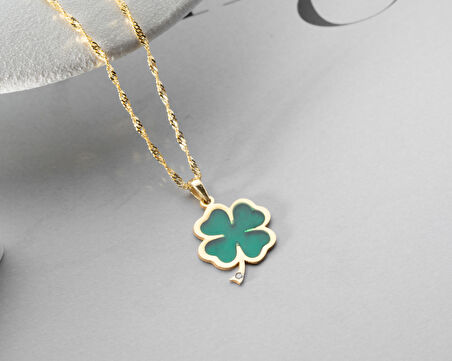 925 ayar özel pırlanta yonca kolye