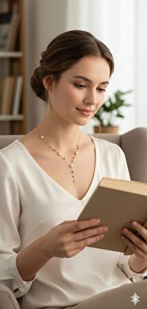 925 Ayar Papatya Silver özel tasarım incili dorica kolye.rose.gold.rodaj