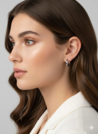 925 Ayar Papatya Silver çiçek desenli halka küpe.rose.gold.rodaj