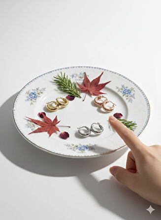 925 Ayar Papatya Silver çiçek desenli halka küpe.rose.gold.rodaj