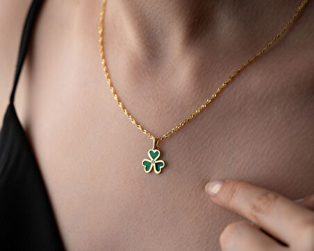 925 ayar özel 3 yaprak yonca pırlanta kolye<rose,gold,rodaj>