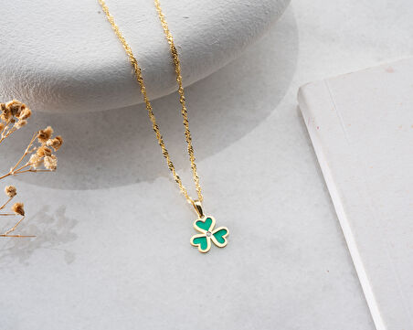 925 ayar özel 3 yaprak yonca pırlanta kolye<rose,gold,rodaj>