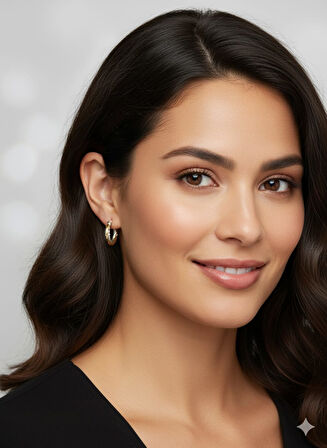 925 Ayar Burgulu Çift Renk İthal Halka Küpe