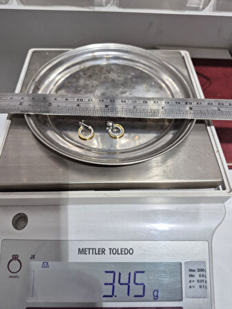 925 Ayar Burgulu Çift Renk İthal Halka Küpe