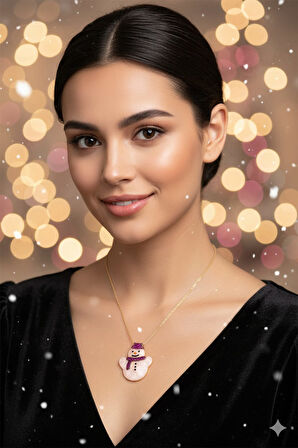 925 Ayar Papatya Silver tombik kardan adam kolye.rose.gold.rodaj