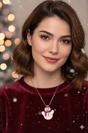 925 Ayar Papatya Silver tombik kardan adam kolye.rose.gold.rodaj