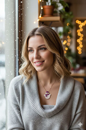 925 Ayar Papatya Silver tombik kardan adam kolye.rose.gold.rodaj