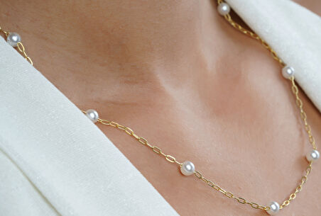 papatya silver 925 ayar tatlı su incisi kolye <rose,gold,rodaj>