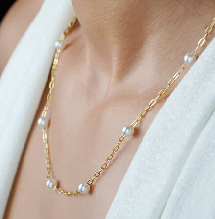 papatya silver 925 ayar tatlı su incisi kolye <rose,gold,rodaj>