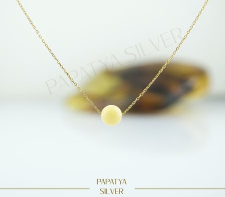 papatya silver 925 ayar orjinal kehribar kolye