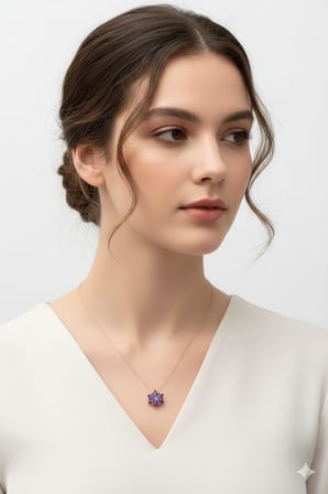 925 Ayar Papatya Silver Işıklı Kutuda Lotus Çiçeği Kolye.rose.gold.rodaj