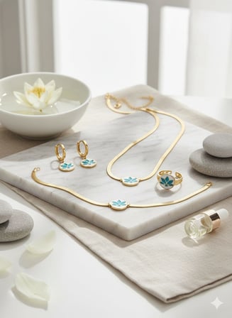 925 Ayar Papatya Silver Patentli Gece Fosforu İtalyan Lotus Set.rose.gold.rodaj