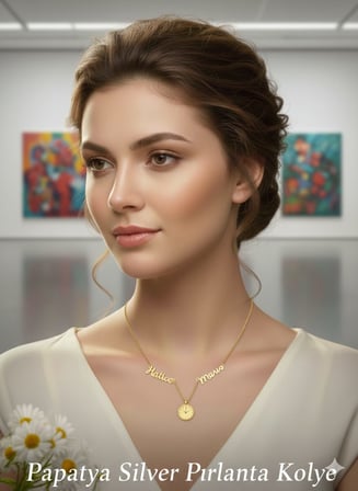 925 Ayar Kişiye Özel 2 İsimli Özel 0,03 CT Pırlanta Saatli Singapur Zincir İsim Kolye.rose.gold.rodaj