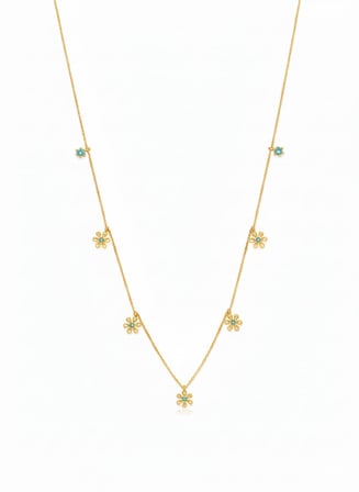 925 Ayar Kişiye Özel Doğum Taşlı Firuze Taş Papatya Kolye.rose.gold.rodaj