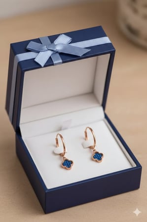 925 Ayar Papatya Silver Firuze Taşlı Küpe.rose.gold.rodaj