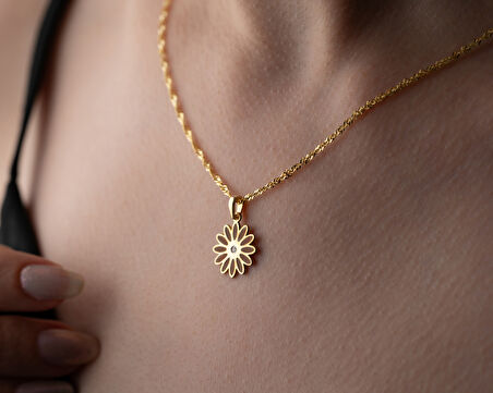 925 ayar papatya silver turuncu papatya pırlanta kolye<rose,gold,rodaj>