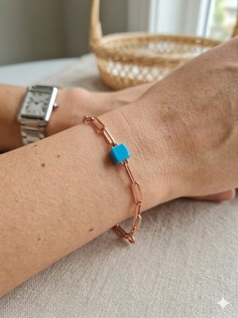 925 Ayar Gümüş Firuze Ataç Kolye Bileklik Set.rose.gold.rodaj