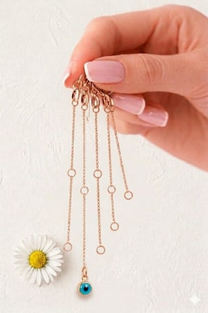 925 Ayar Gümüş Nazar Gözlü Yeşil ve Mavi Seçenekli Uzatma Ek Zincir.rose.gold.rodaj Seçenekleriyle 