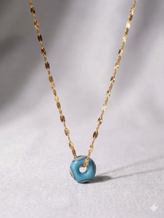 925 Ayar Papatya Silver Firuze Halka Nazar Gözlü Kalemli İtalyan Ezme Zincir Kolye.rose.gold.rodaj