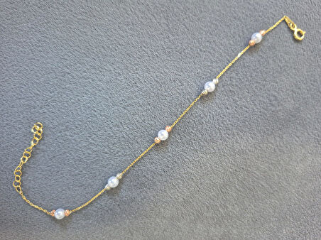 925 ayar papatya silver 3 renk incili dorica bileklik rose,gold,rodaj