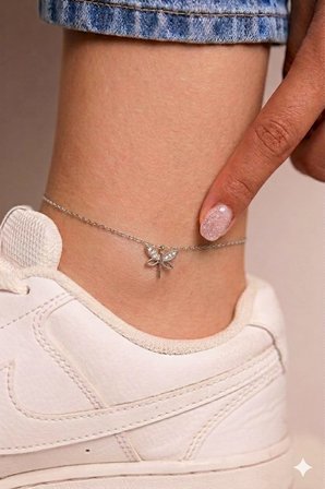925 Ayar Gümüş Papatya Silver Beyaz Taşlı Minimal Yusufçuk Halhal.rose.gold.rodaj Renk Seçeneğiyle