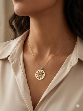 925 Ayar Gümüş Papatya Silver Nazar Gözlü Yaşam Zarif Çiçek Kolye.rose.gold.rodaj Renk Seçeneği