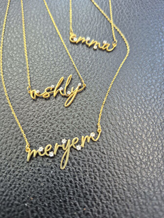 925 ayar papatya silver zirkon taşlı imza isimli kolye<rose,gold,rodaj>