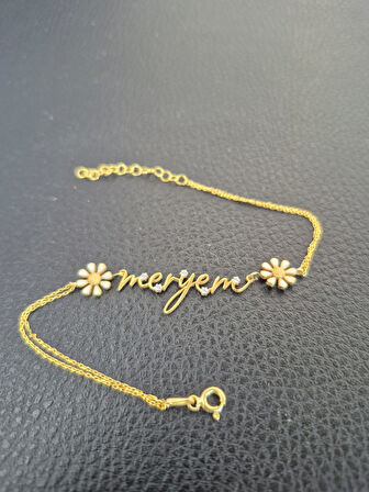 925 ayar papatya silver taşlı papatyalı imza bileklik