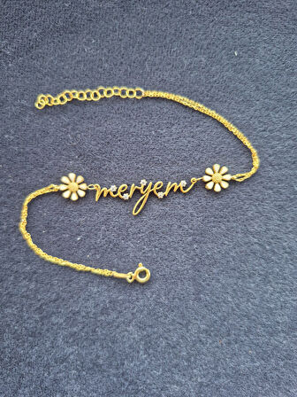 925 ayar papatya silver taşlı papatyalı imza bileklik