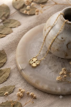 925 Ayar Gümüş Tasarım Yonca Kolye.rose.gold.rodaj Renk Seçeneği
