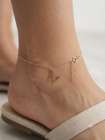 Orjinal 14 Ayar Sertifikalı Altın Minimal Kelebek Altın Halhal.rose.gold.rodaj Renk Seçeneği