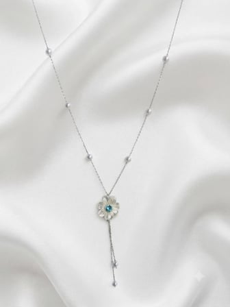 925 Ayar Gümüş Papatya Silver Kişiye Özel Doğum Taşlı İncili Sedef Lotus Kolye