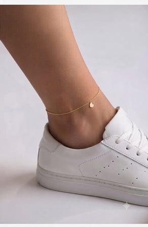 Orjinal 14 Ayar Sertifikalı Altın Minimalist Kalp Kadın Altın Halhal 