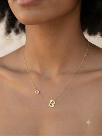 925 Ayar Gümüş Minimalist Kişiye Özel Doğum Taşlı Harf Kadın Kolye.rose.gold.rodaj Renk Seçeneği 