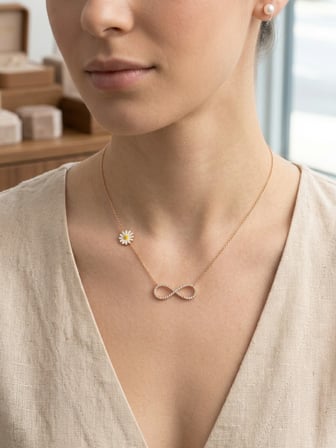 925 Ayar Gümüş Taşlı Sonsuzluk Kolye Çeşitleri.rose.gold.rodaj Renk Seçeneği