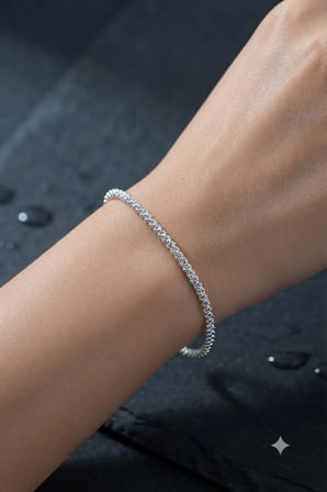 925 Ayar Gümüş Zarif Popcorn Zincir Bileklik.rose.gold.rodaj Renk Seçeneği