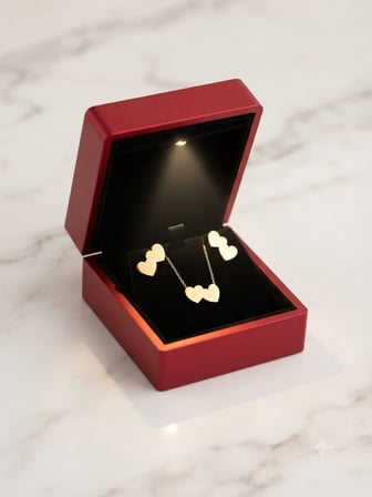 925 Ayar Gümüş Özel Tasarım Çift Kalp Kolye Küpe Set.rose.gold.rodaj Renk Seçeneği