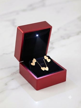 925 Ayar Gümüş Özel Tasarım Çift Kalp Kolye Küpe Set.rose.gold.rodaj Renk Seçeneği