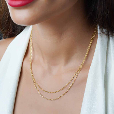 925 ayar papatya silver çift zincir kolye<rose,gold,rodaj>