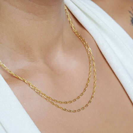 925 ayar papatya silver çift zincir kolye<rose,gold,rodaj>