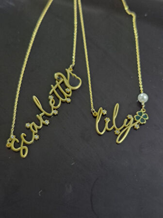 925 ayar papatya silver kişiye özel pırlanta,siyah kuğ kolye,yonca isim kolye 