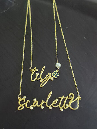 925 ayar papatya silver kişiye özel pırlanta,siyah kuğ kolye,yonca isim kolye 