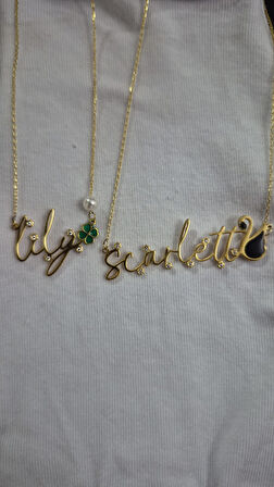 925 ayar papatya silver kişiye özel pırlanta,siyah kuğ kolye,yonca isim kolye 