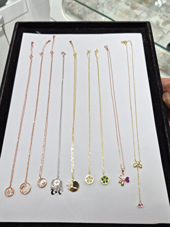 925 AYAR  papatya silver<yaz çoklu kombin <ital 9 lu kolye çeşit kolye 