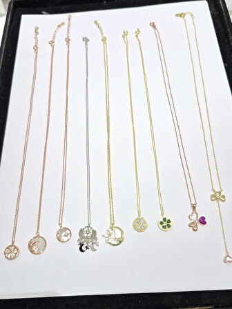 925 AYAR  papatya silver<yaz çoklu kombin <ital 9 lu kolye çeşit kolye 