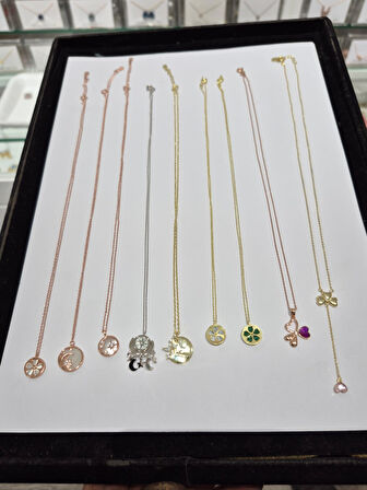 925 AYAR  papatya silver<yaz çoklu kombin <ital 9 lu kolye çeşit kolye 