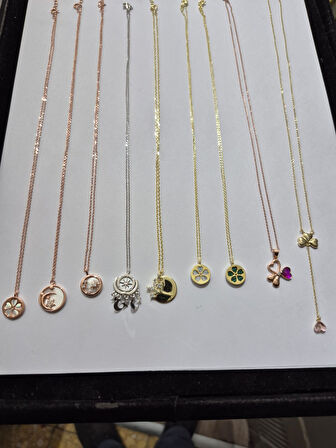 925 AYAR  papatya silver<yaz çoklu kombin <ital 9 lu kolye çeşit kolye 