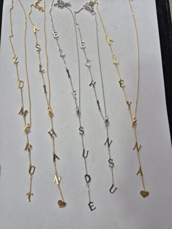 925 ayar papatya silver özel kalpli isim kolye.rose,gold,rodaj,