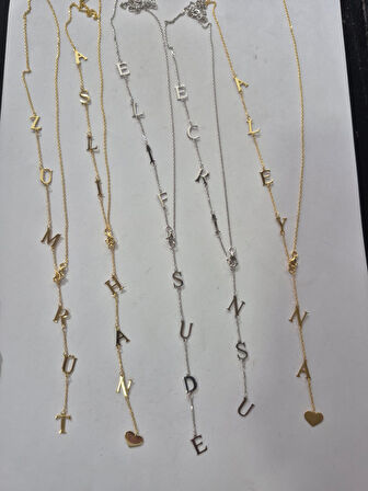 925 ayar papatya silver özel kalpli isim kolye.rose,gold,rodaj,